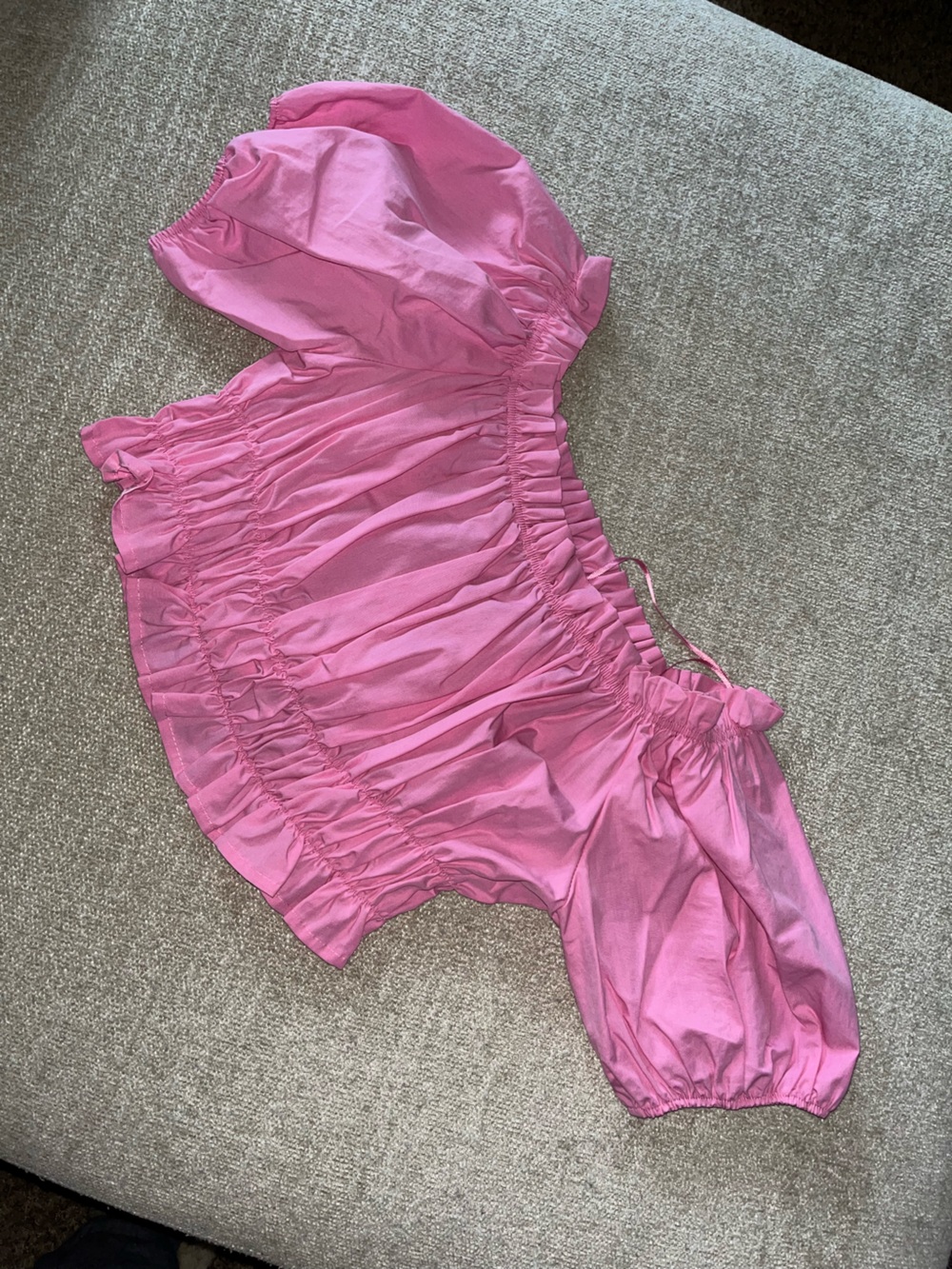 Zara Hot Pink Smocked Off-Shoulder Crop Top